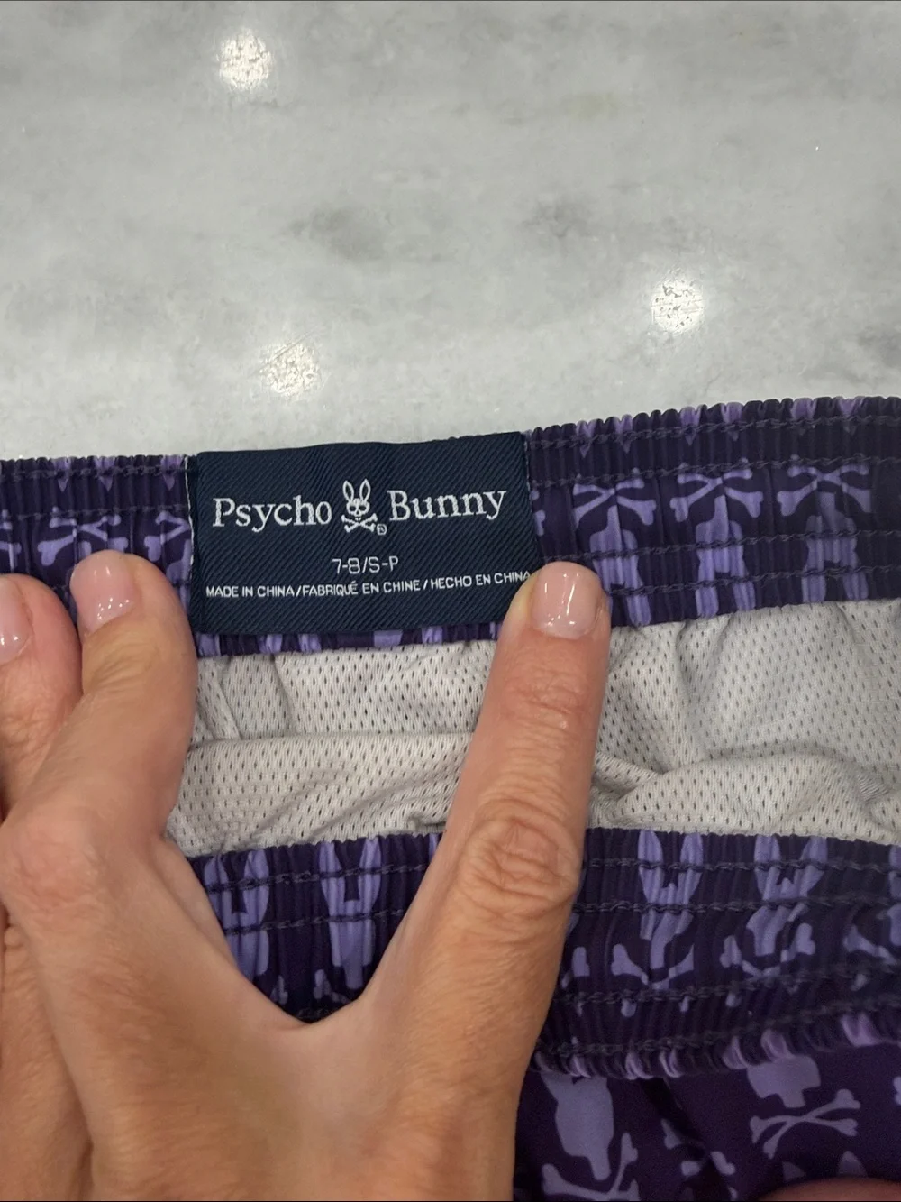 Psycho Bunny Purple Graphic Swim Trunks